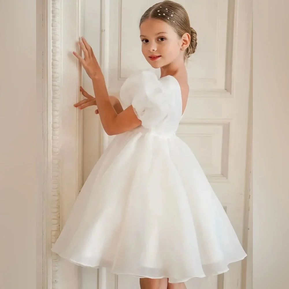NWT Girl’s Elegant Princess Puff Sleeves Party Dress in Ivory Size 9-10Y
